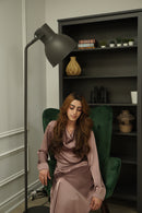 Zahra Satin Long Sleeve Maxi Slip Dress! This is the dress you've been waiting for. A back tie for fitting.