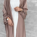 Emirati Puff Sleeve Satin Open Abaya