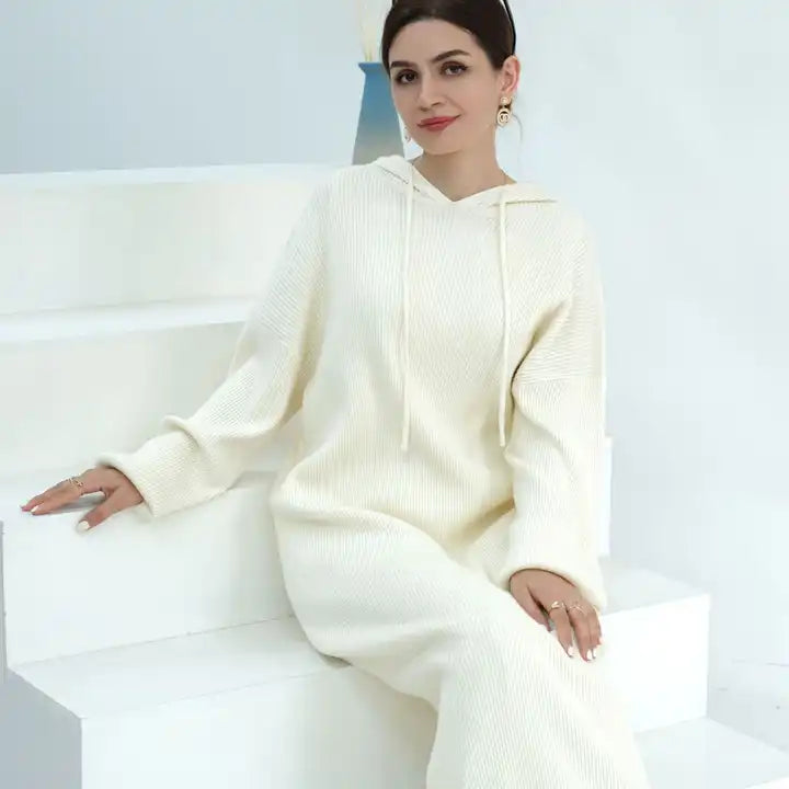 off white knit industrial dress Magee Long Sleeve Knit Dress in Off-White main image 0