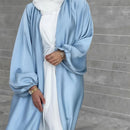 Emirati Puff Sleeve Satin Open Abaya