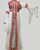 Eve Red Tatreez Embroidered Palestinian Kaftan Thobe (3 Piece Set)