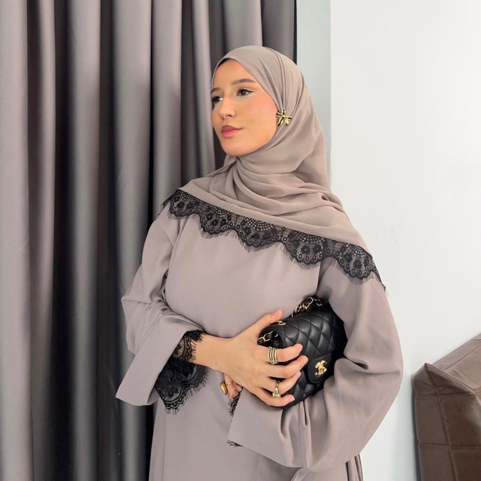 grey dress hijab Grey beautiful hajabi Fashion 