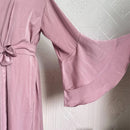 Lina Layered Sleeve Satin Maxi Abaya Set (2 Piece Set)