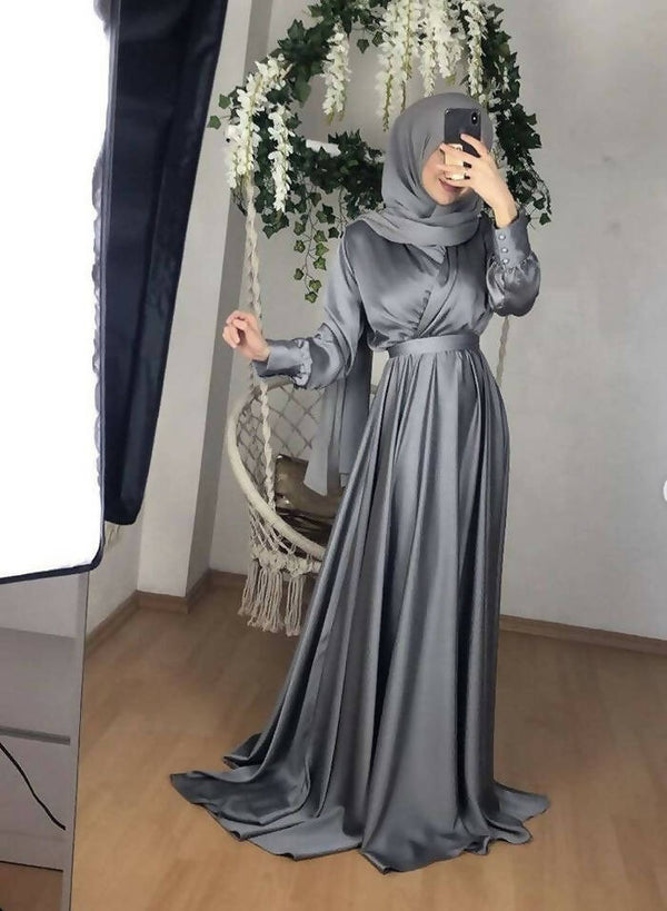 Adeeza Modest Gown with free hijab 12+ colors