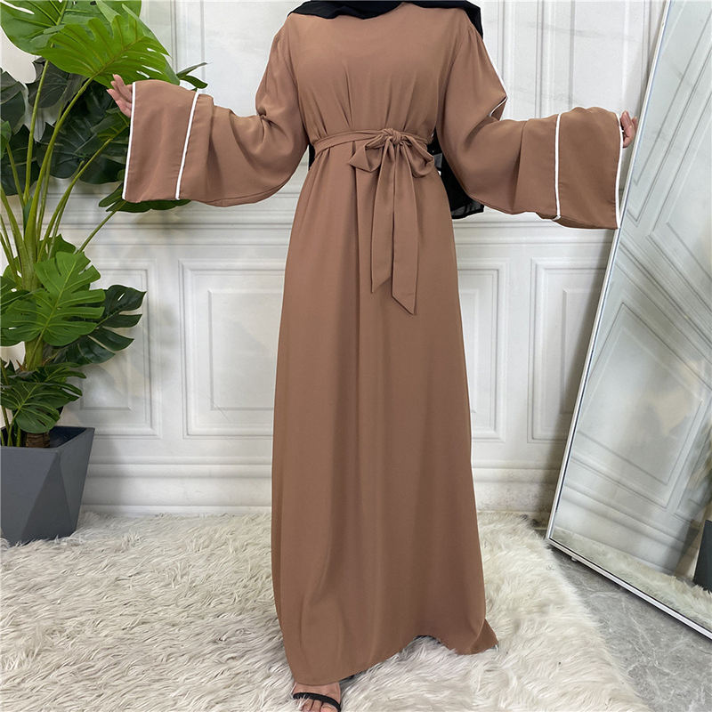 long sleeve abaya dress BNisBM Muslim Clothes for Women Long Sleeve Maxi Dress Loose Praying Dress Abaya Full Cover Islam Dubai Modest Robe A-Beige at Amazon Women's Clothing store