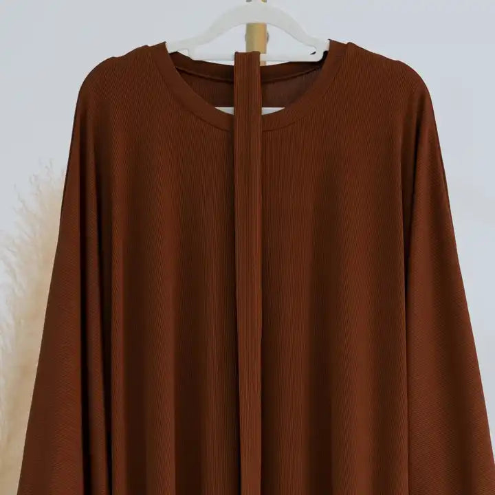 Fall Oversized Ribbed Wool Maxi Abaya Dress