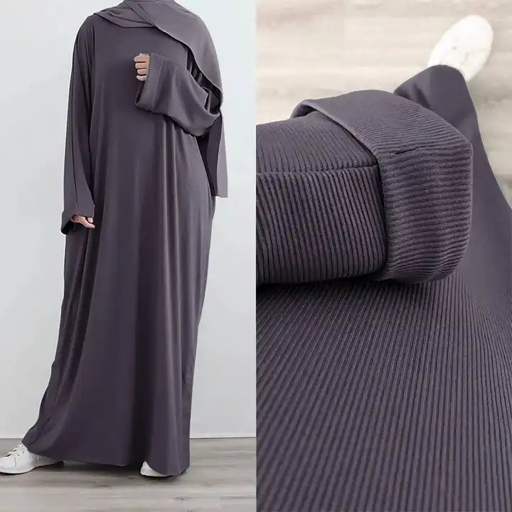 Fall Oversized Ribbed Wool Maxi Abaya Dress