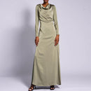 Zahra Satin Long Sleeve Maxi Slip Dress! This is the dress you've been waiting for. A back tie for fitting.