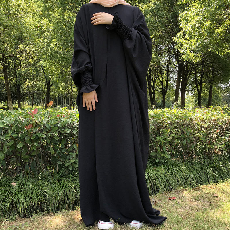 Butterfly Frill Cuff Crepe Maxi Abaya Dress Butterfly Frill Cuff Crepe Maxi Abaya Dress