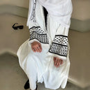 Palestinian Keffiyah Embroidered Open Abaya Cardigan