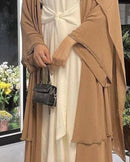 Made from the softest and the most comfortable chiffon material, our Reem Three-Piece Abaya Set is sure to win hearts