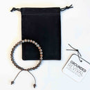 Bracelet Tasbih Homme Amorphe avec 33 Perles Pierre Obsidienne Flocon de Neige Marron