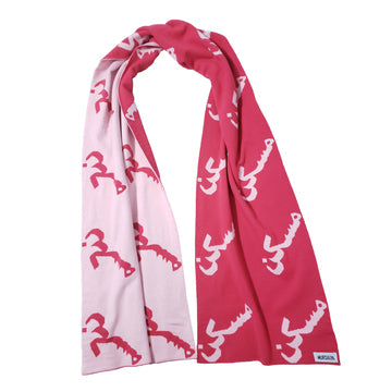 Maskan Pink White Double Sided Short Scarf