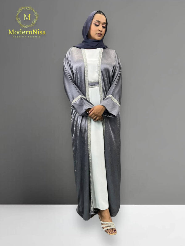 Abaya Reem Metallic Grey