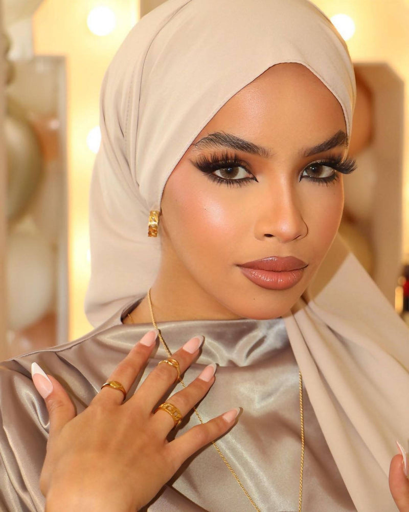 Premium Medina Silk Hijab University Beige crease-free