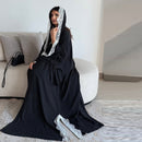 Polka Dot Lace Frill Open Abaya (includes Match Hijab)