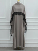 Lara Lace Edge Closed Abaya Maxi Dress (includes Matching Hijab)