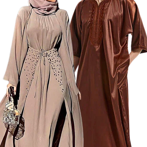 Couple Matching Outfit - Brown Satin