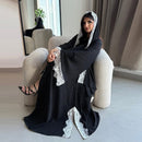 Polka Dot Lace Frill Open Abaya (includes Match Hijab)