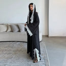 Polka Dot Lace Frill Open Abaya (includes Match Hijab)