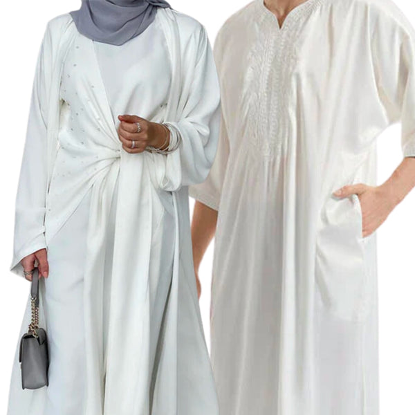 Couple Matching Outfit - White Satin