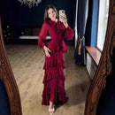 Ruffled Trim Mermaid Skirt Evening Dress