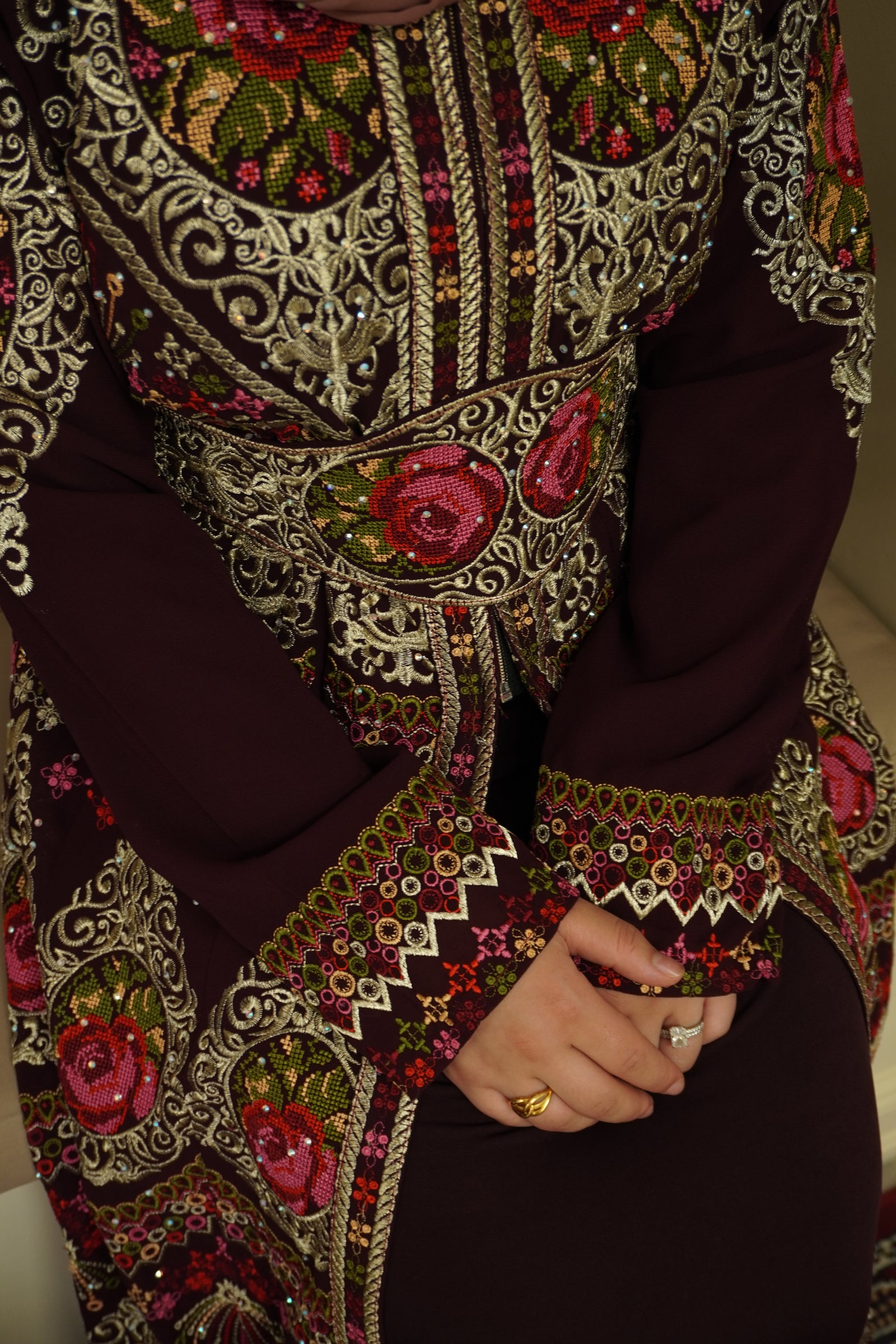 Zaytoon® Embroidered Palestinian Maxi Thobe with Zipper main image 0