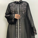 Luxury Rhinestone Chiffon Open Abaya Kimono Dress