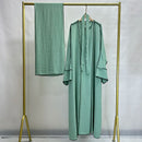 Panda Piping Three Piece Abaya Set