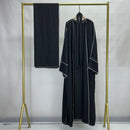 Panda Piping Three Piece Abaya Set