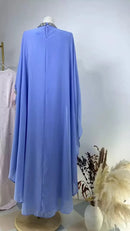 Luxury Rhinestone Embellished Cape Shawl Evening Dress