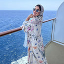 Persian Floral Print Open Abaya (With Matching Hijab)