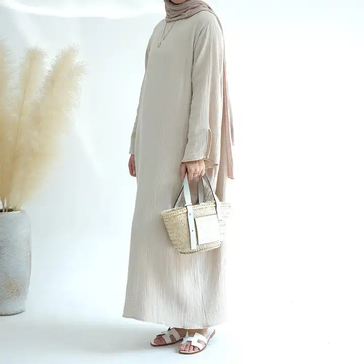 Camilla Cotton Oversized Slit Sleeve Maxi Abaya Dress