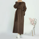 Turkish Linen Maxi Abaya Dress with Pockets