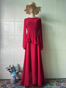 Assymetrical Peplum Ruffle Evening Dress