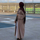 Fatiha Front Tie Strings Crepe Kimono Open Abaya