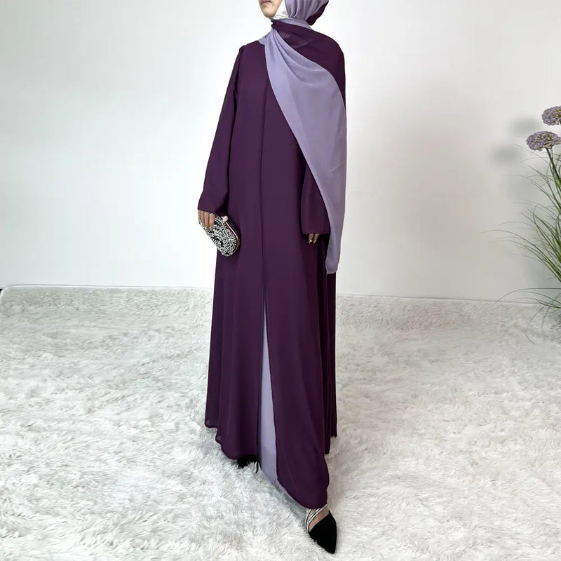 Tala Two-Tone Maxi Abaya Dress (with Matching Hijab)