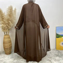 Luxury Rhinestone Chiffon Open Abaya Kimono Dress