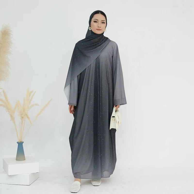 Ghazala Ombre Glitter Abaya (with Matching Hijab)