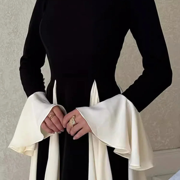 Black & White Spliced Evening Dress