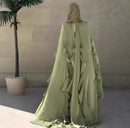 Bella Ruffled Cape Evening Dress