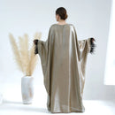 Farha Feather Batwing Sleeve Maxi Dress