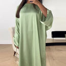 Sparkly Stripe Satin Closed Abaya Dress