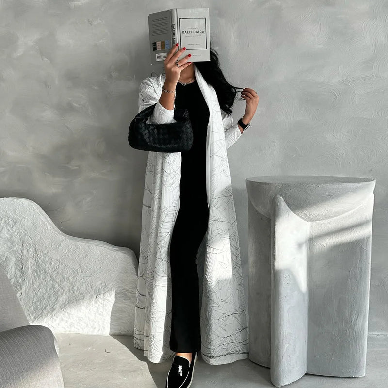 Lara Leafy Textured Open Abaya