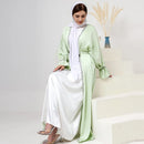 Namira Satin Diamond Cuff Sleeve Embellished Maxi Abaya Set (2 Piece Set)