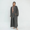 Tasnia Tunic Pants Open Abaya Set (3-Piece Set)