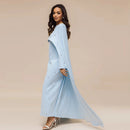 Luxury Pearl Rhinestone Embellished Cape Shawl Evening Dress