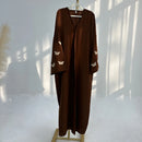 Butterfly Embroidered Open Abaya Kimono Dress