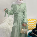 Bow Tie Shiny Satin Wrap Dress Set