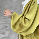 Emirati Puff Sleeve Satin Open Abaya